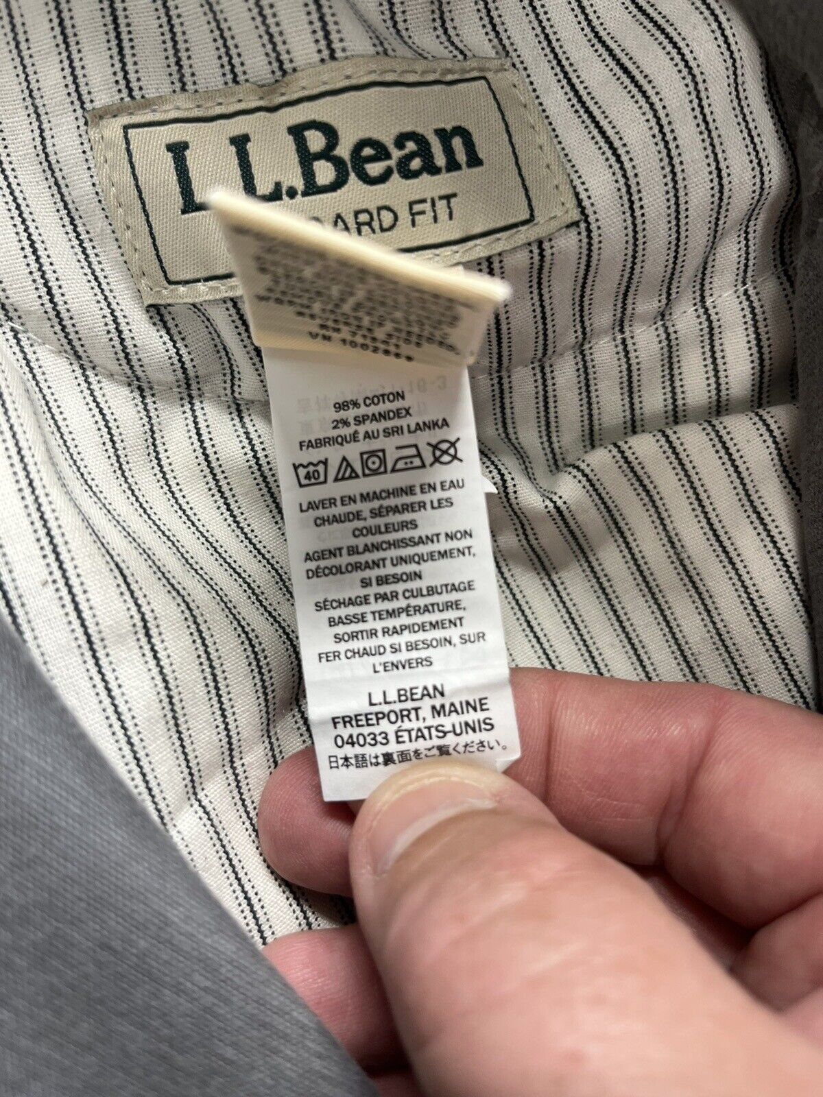 L.L. Bean Corduroy Pants Men's 40 x 29 Grey Cotton Outdoor Standard 5-Pocket