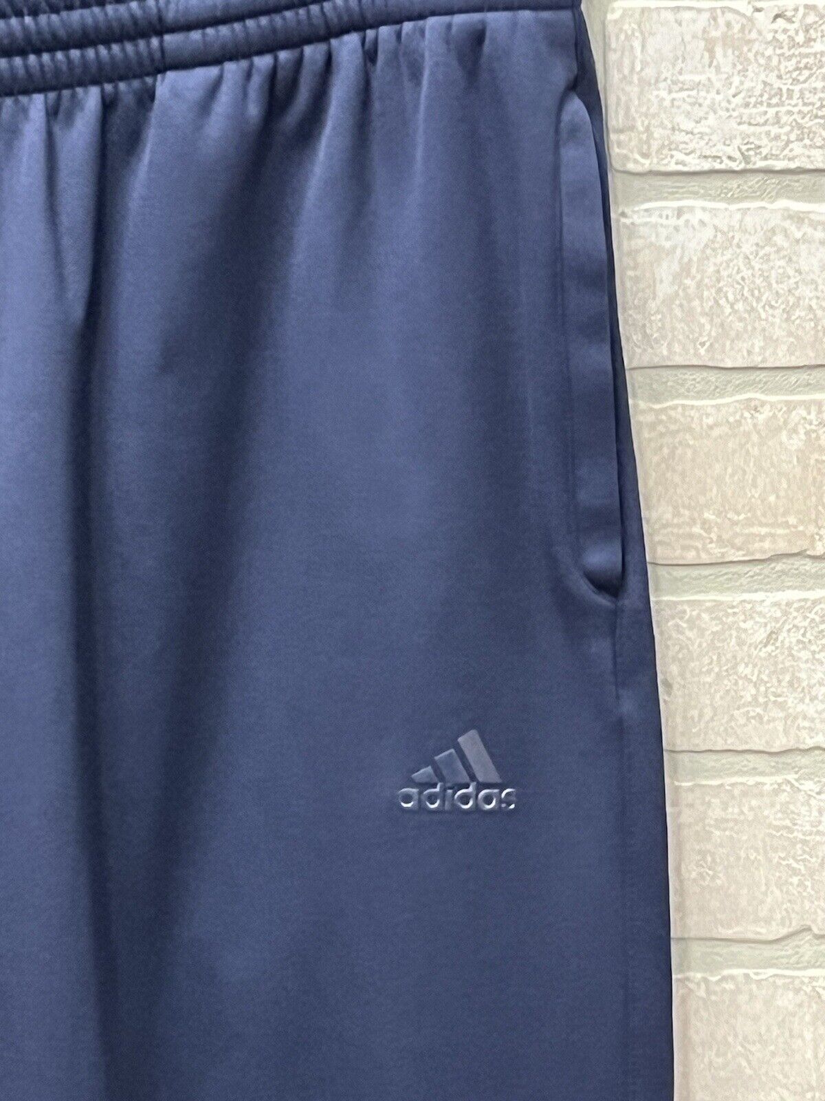 Adidas Mens Navy Blue Track Pants Pull On Elastic Waist Zip Pockets Size XL