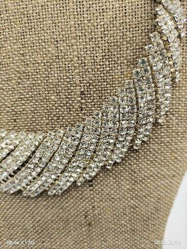 Costume Unbranded Vtg Rhinestone Collar Necklace Silver Tone Jewelry