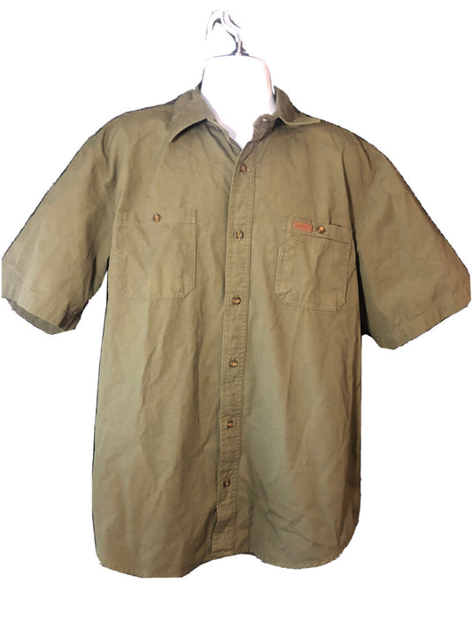 Carhartt Short Sleeve Button Up Rugged loose Green shirt  size Large