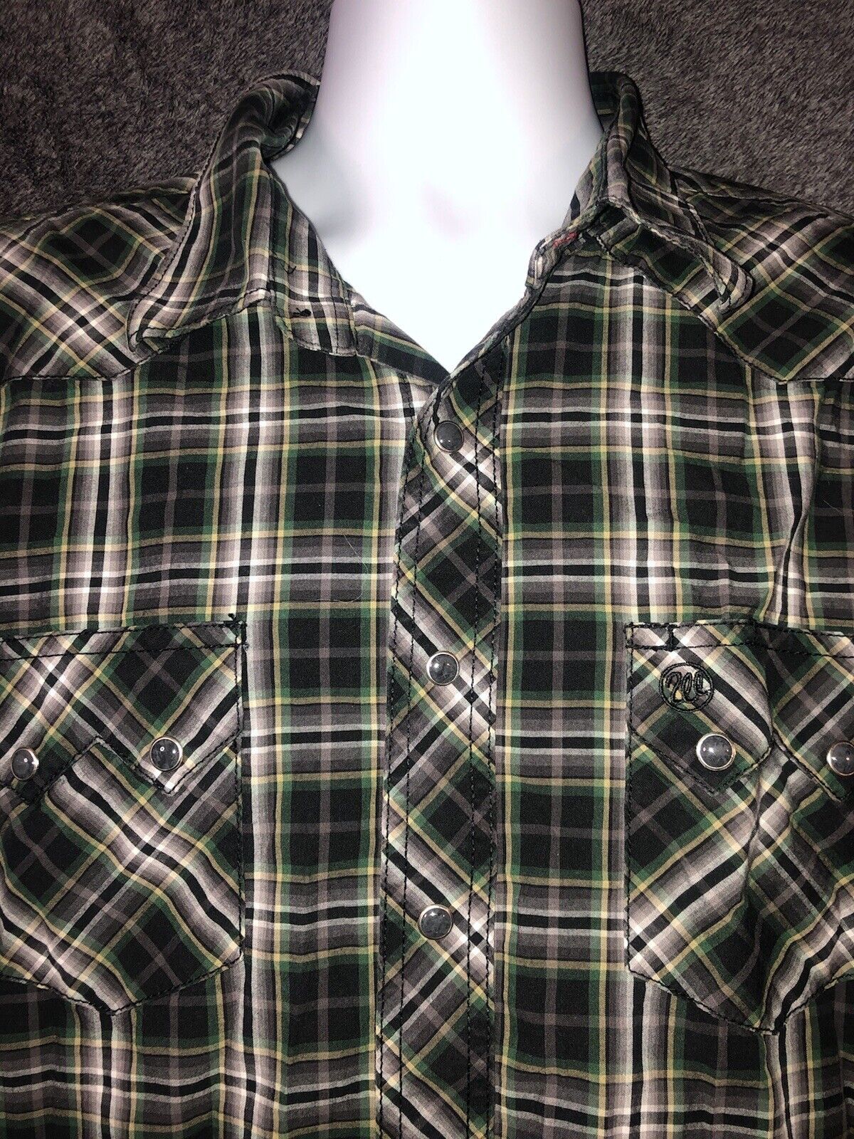 Wrangler Longsleeve Shirt ￼Mens Size XL/XG/TG Green Plaid Pearl Western cowboy