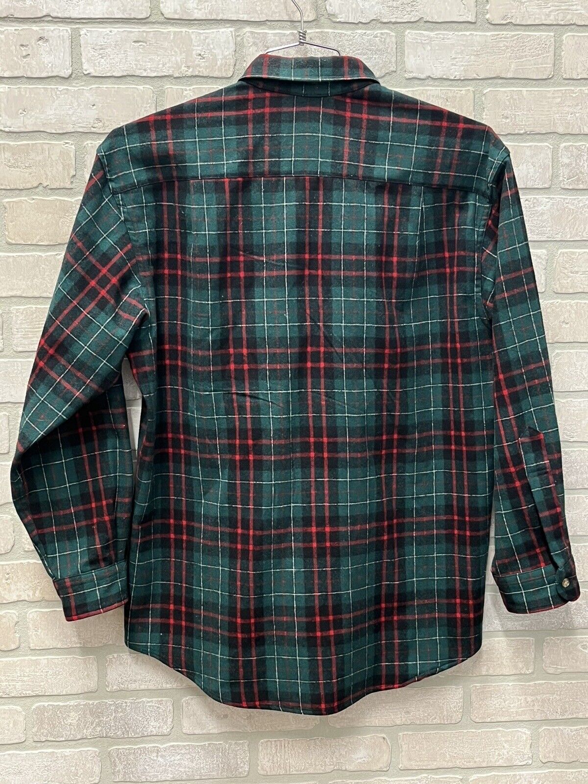 VTG Pendleton Flannel Shirt Mens M Green Plaid Virgin Wool Beach Boys Made USA