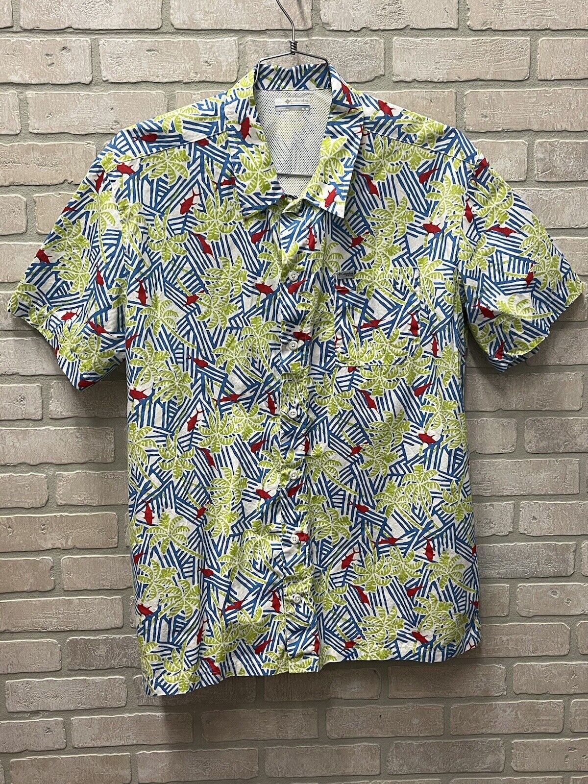 Columbia Shirt Men XL TH Green PFG Short Sleeve Vent Fishing Outdoor  Casual