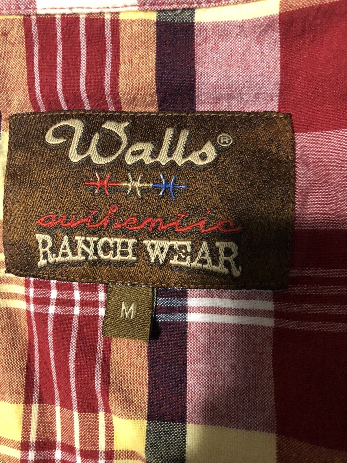 Walls Ranch Wear Pearl Snap Men Sz M Long Sleeve Shirt Work Western Plaid