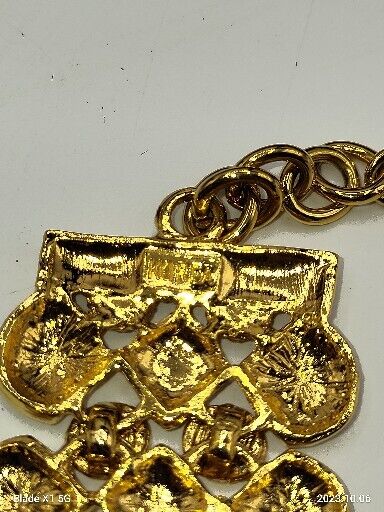 Vintage JJJ Chunky Gold Tone Textured Nugget Flexible Wide Fashion Bracelet