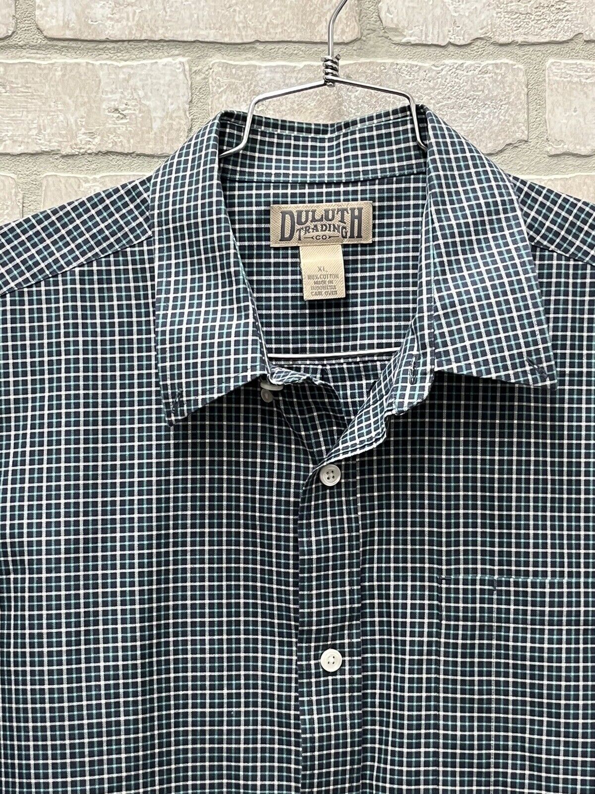 Duluth Trading Co Button Down Shirt ￼Long Sleeve Mens Green XL Graft Check Plaid