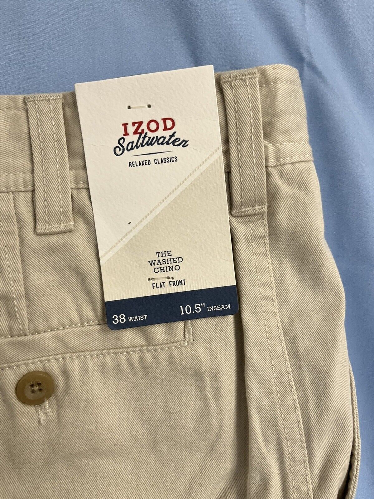 IZOD Saltwater Men's 38 x 10.5 Chino Shorts Dark Khaki Relaxed, Classics