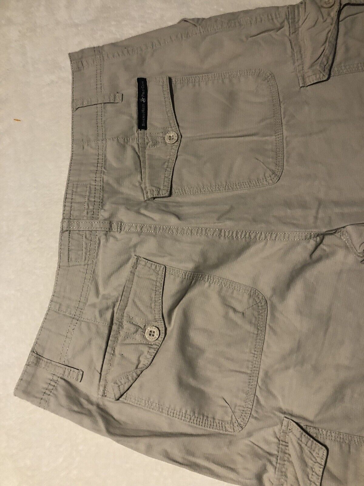 Beverly Hills Polo Club Cargo Shorts Mens 32 Color Khaki 100%Cotton RN 59782