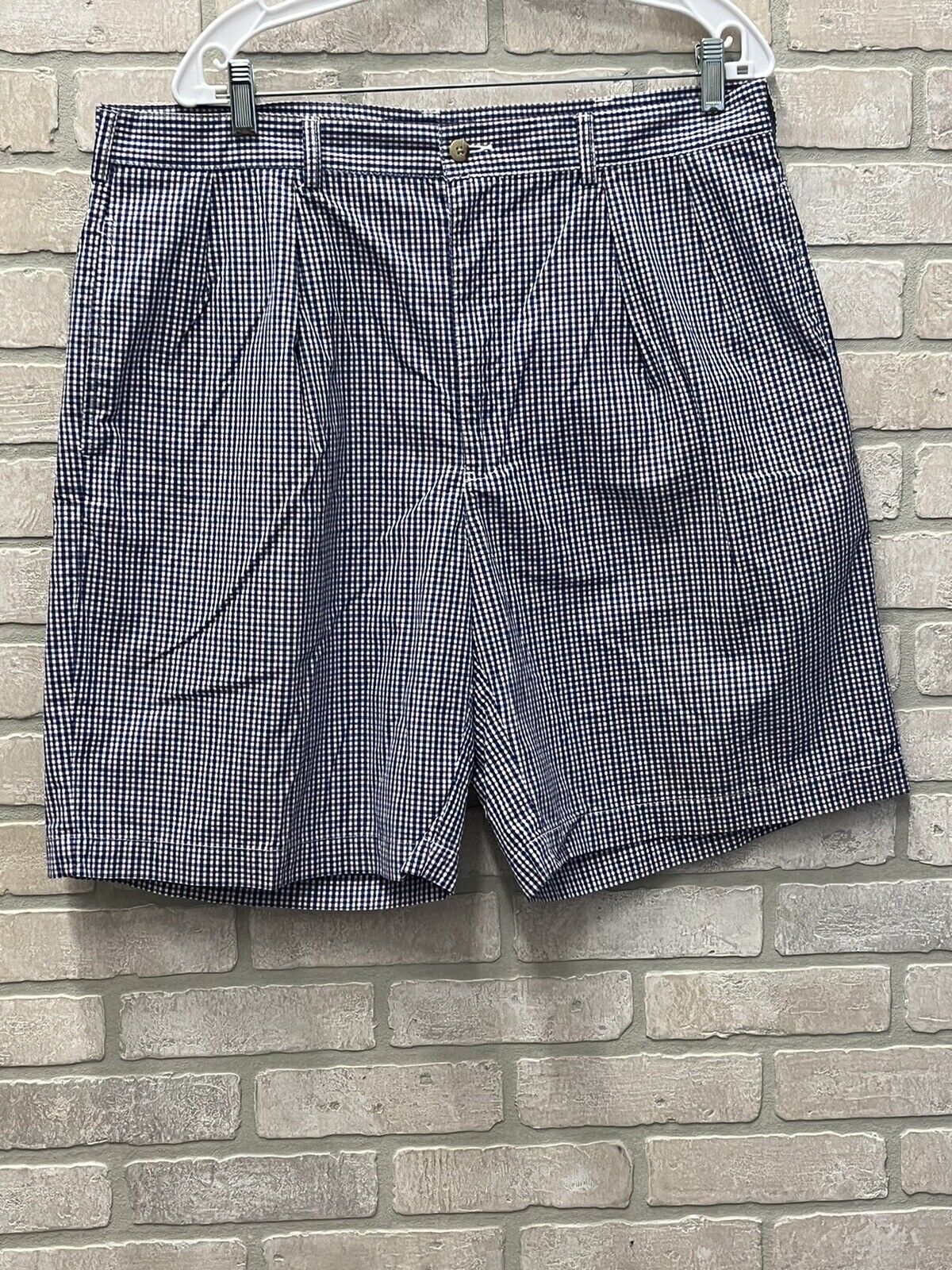 Polo Ralph Lauren Shorts Mens 38 Blue White Plaid 9 Inseam Willis 100% Cotton