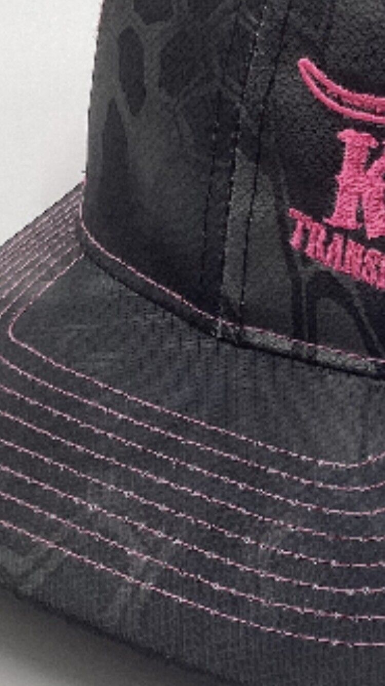 Richardson Snap Back Truckers Hat Pink And Black Ladies Logo K B.