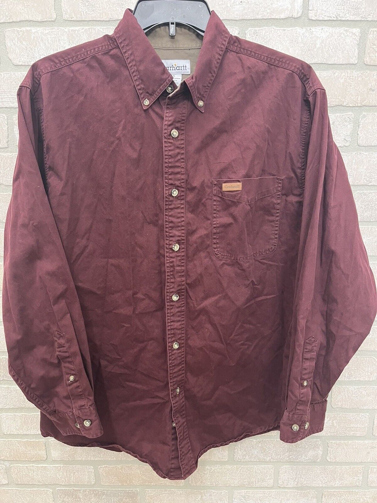 CARHARTT Shirt Heavy Cotton Outdoor Wear or Work Shirt Maroon color Men’s large