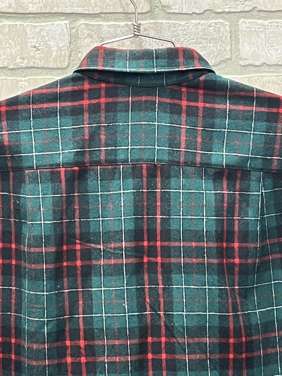 VTG Pendleton Flannel Shirt Mens M Green Plaid Virgin Wool Beach Boys Made USA