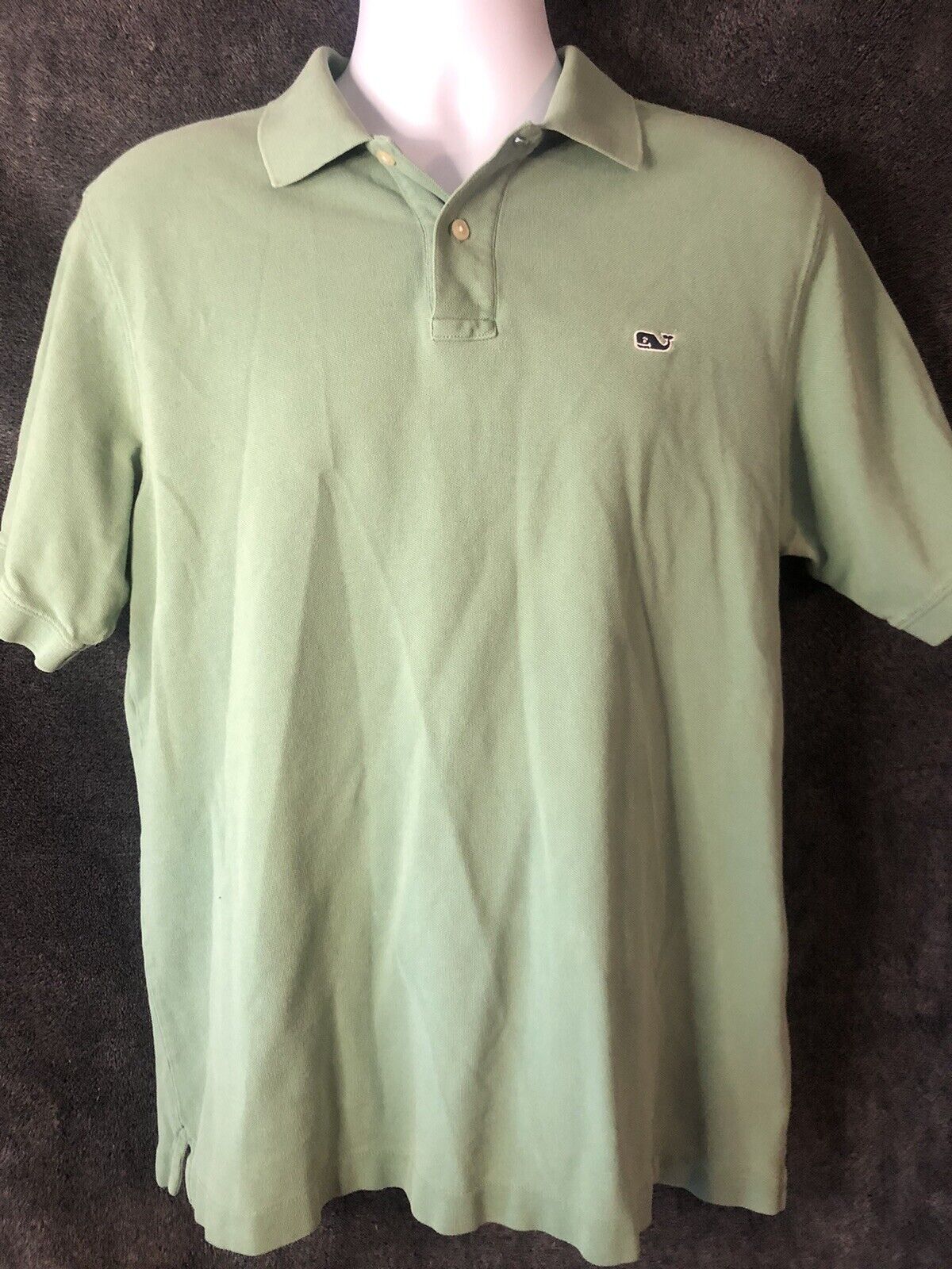 Vineyard Vines Green Short Sleeve Polo Shirt Size Medium 100% Cotton Gently Used