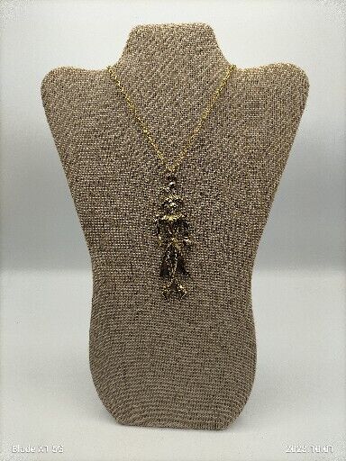 Vintage Scarecrow Gold Tone Movable Articulated Figural Fall Jewelry Necklace