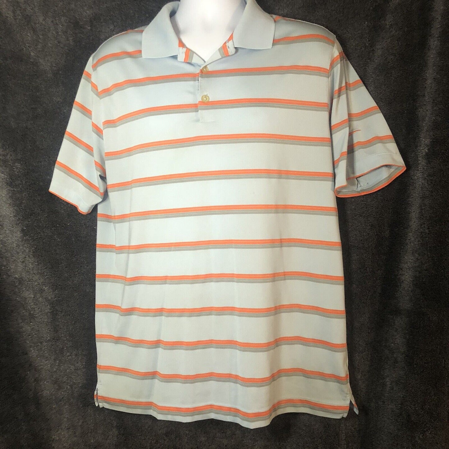 Nike Tour Polo Shirt L/G/G Spring Orange And Gray Stripes, Golf Performance