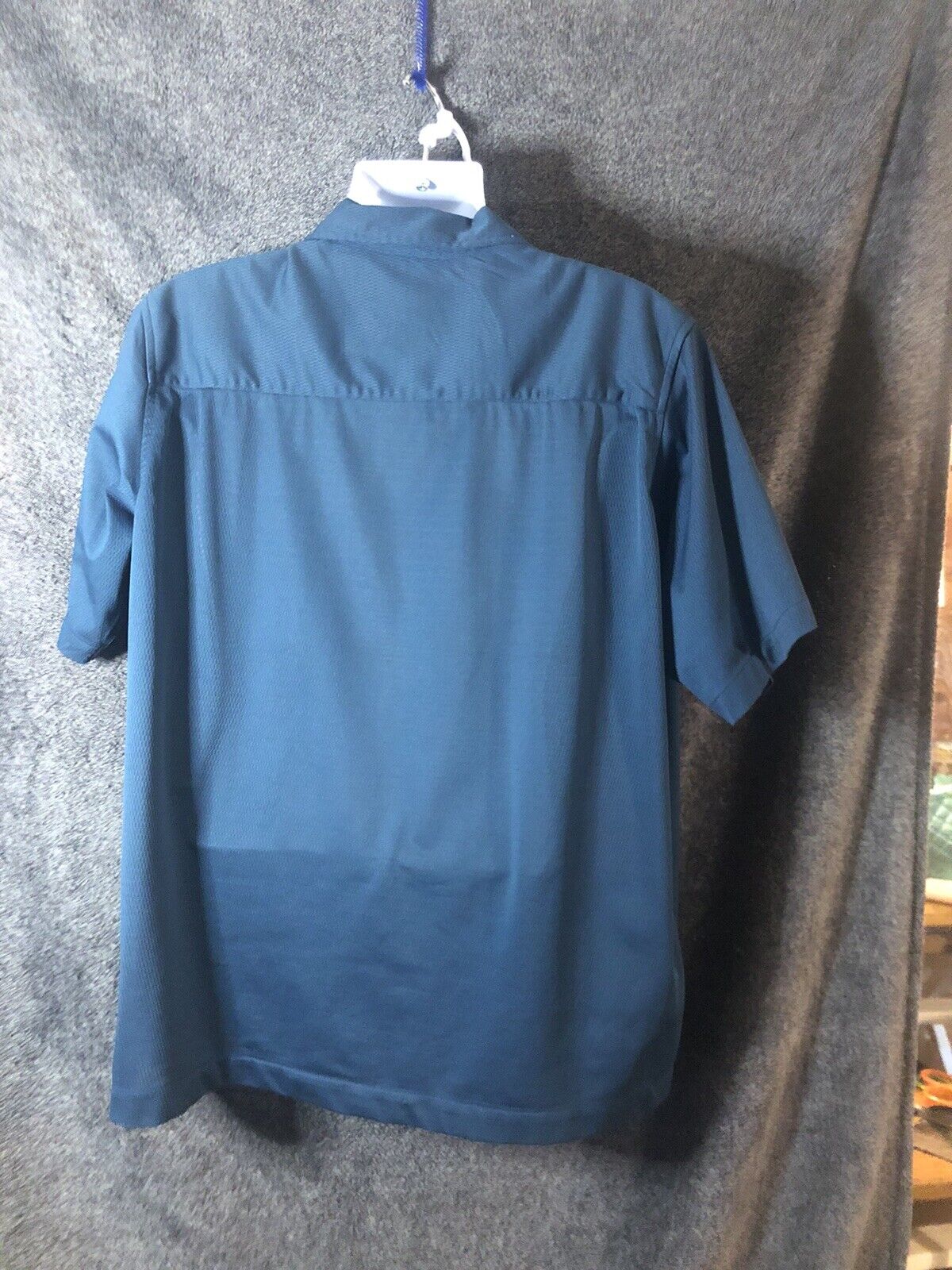 Haband Full zip size XL Blue short sleeve casual shirts RN 84890