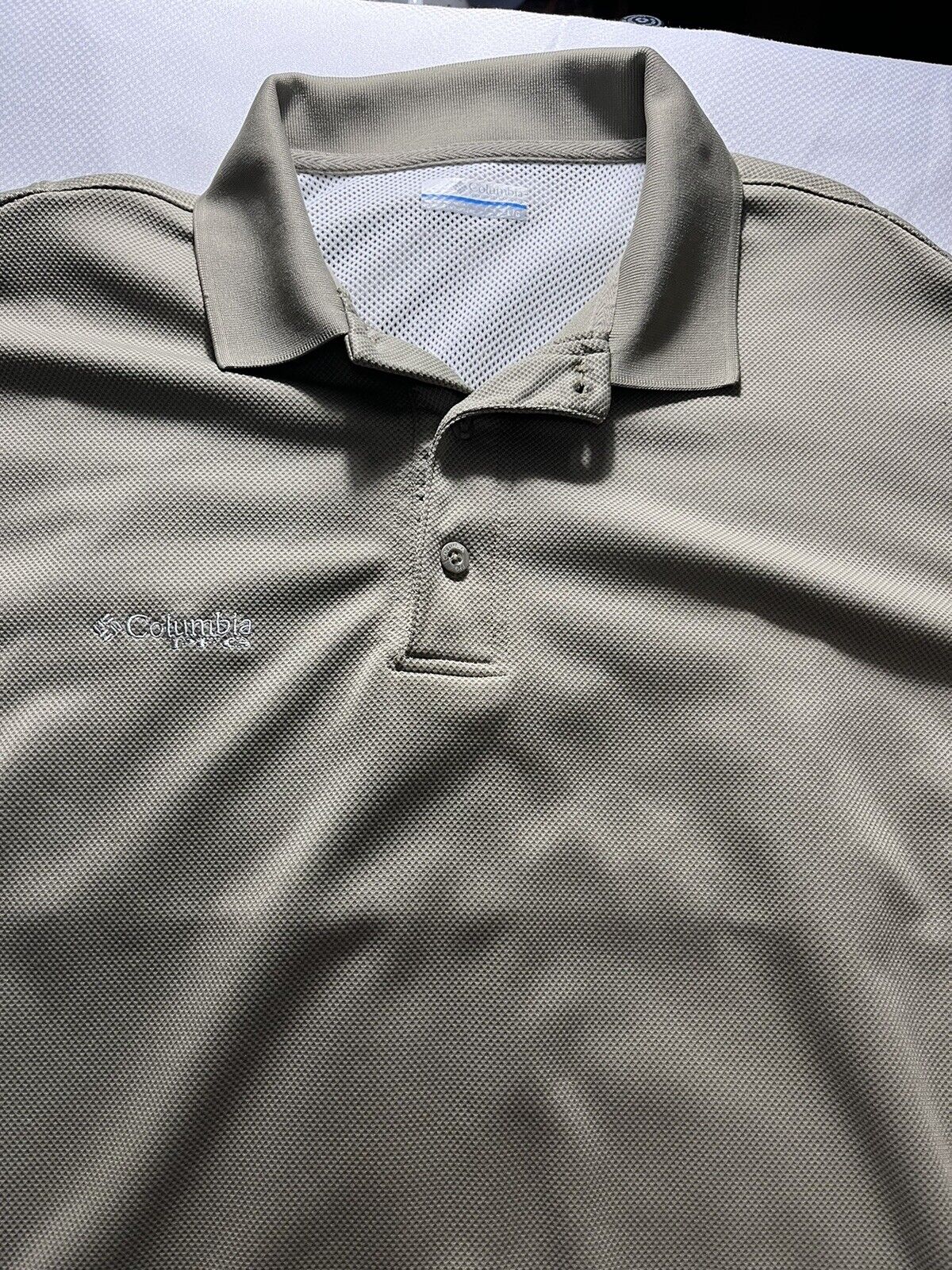 Columbia PFG Omni-Shade Green Vented Fishing Golf Polo Shirt Mens Size Large