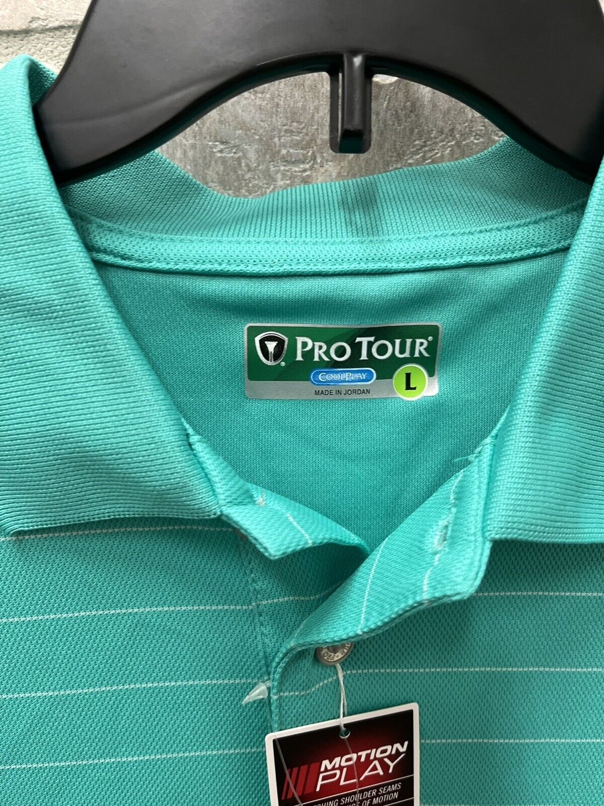 Polo Shirt Pro Tour Cool Play Golf Moisture Wicking Size L Pool Green