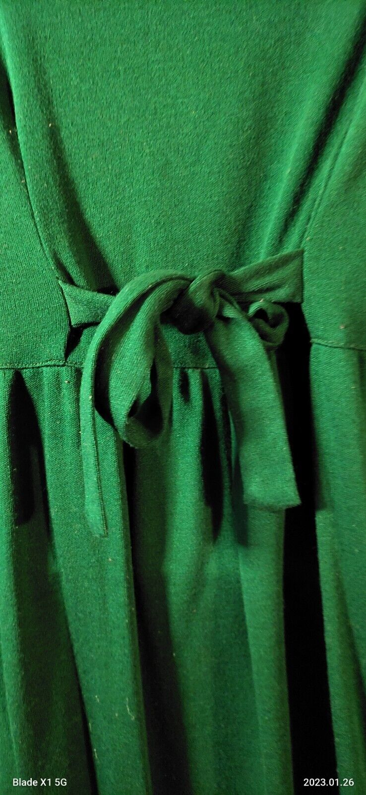 VTG USA Jessica Howard Green Puff Sleeve Velvet Collar Edwardian Modest Dress 12