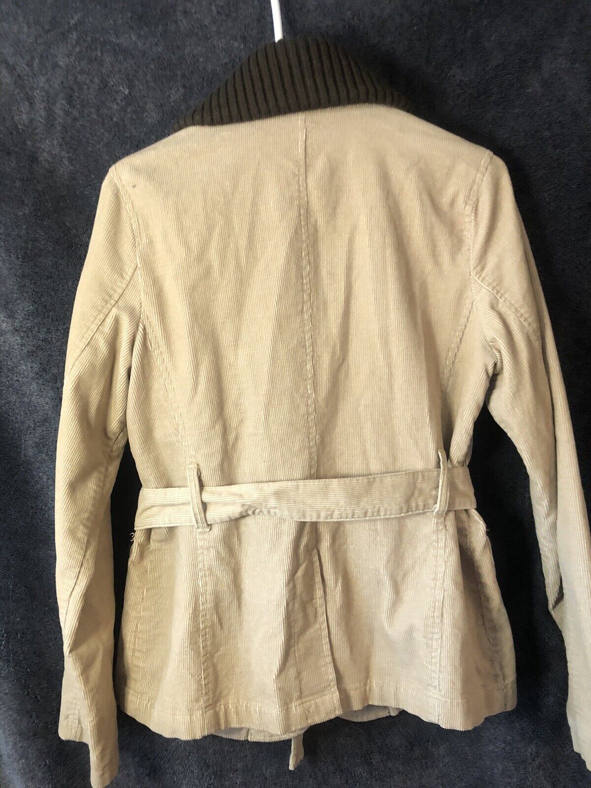 Corduroy Merona Womens Beige Button Up Jacket Coat With Belt Size Medium