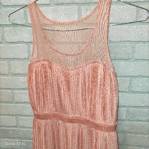 LC Lauren Conrad Pink White Polka Sheer Dot Full Pleated Lined Dress Size M