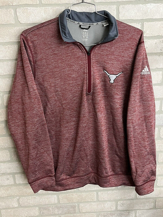 Adidas Texas Longhorns Shirt XL Long Sleeve Men Red Three Quarter Zip Climawarm