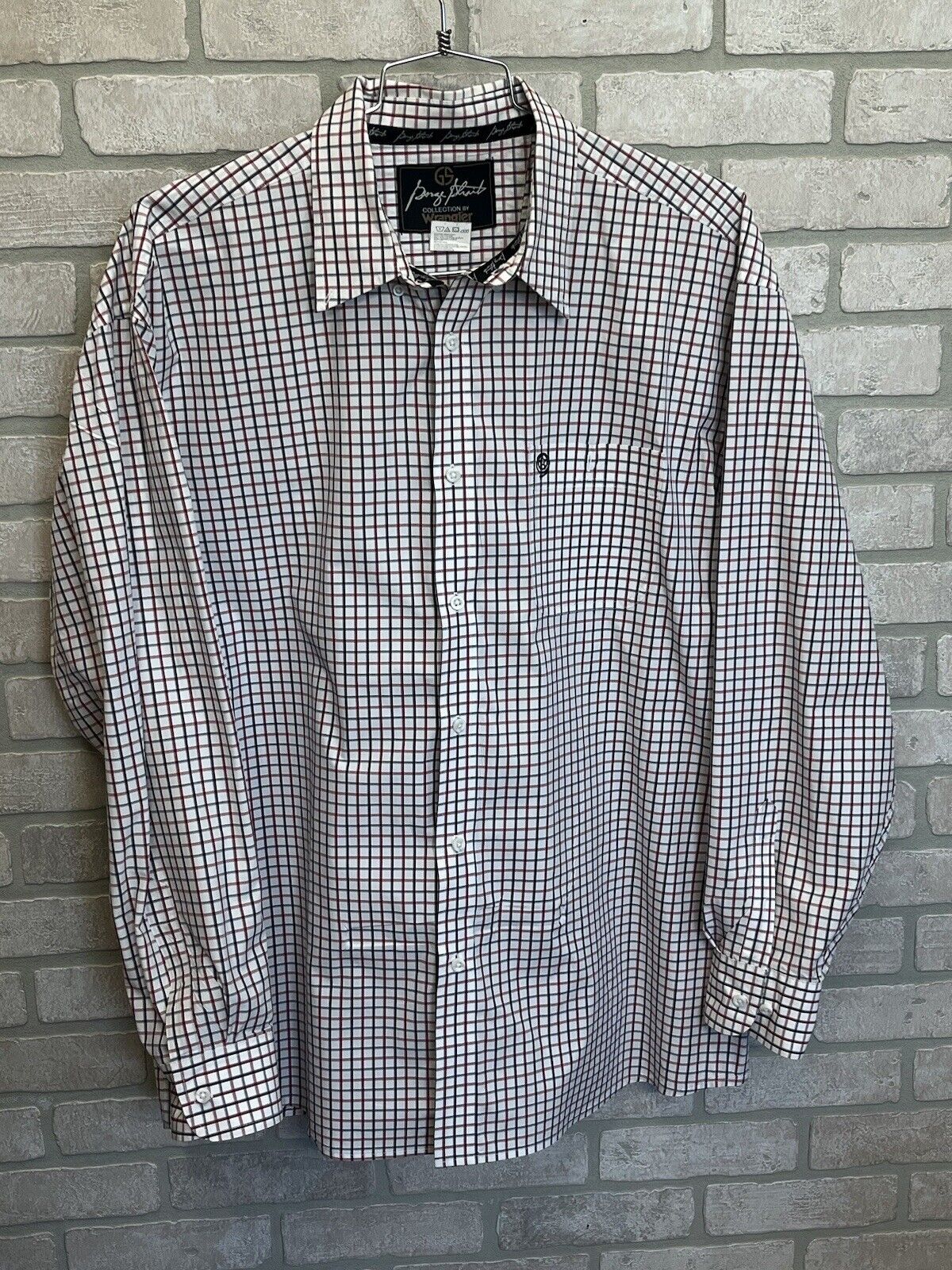 Wrangler George Strait Shirt Men 2XL XXL Black Check Long Sleeve Button Western