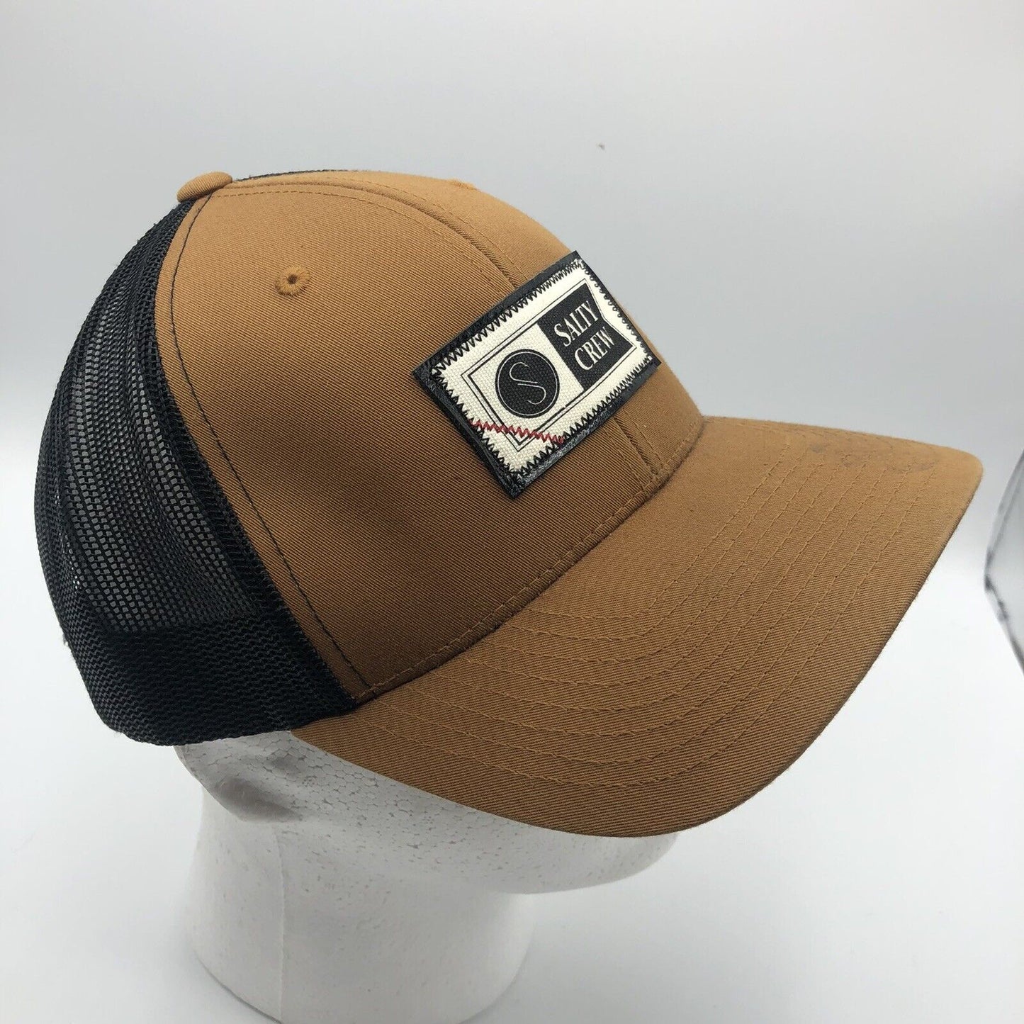 Salty Crew Topstitch Retro Trucker Hat - Camel / Black - New