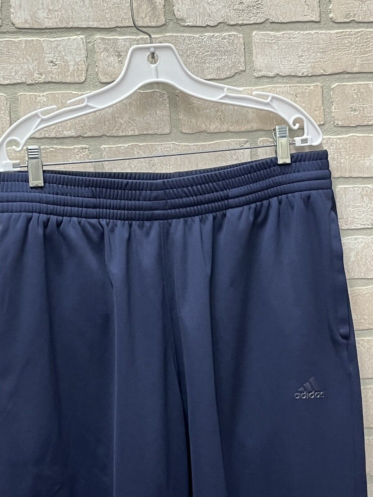 Adidas Mens Navy Blue Track Pants Pull On Elastic Waist Zip Pockets Size XL