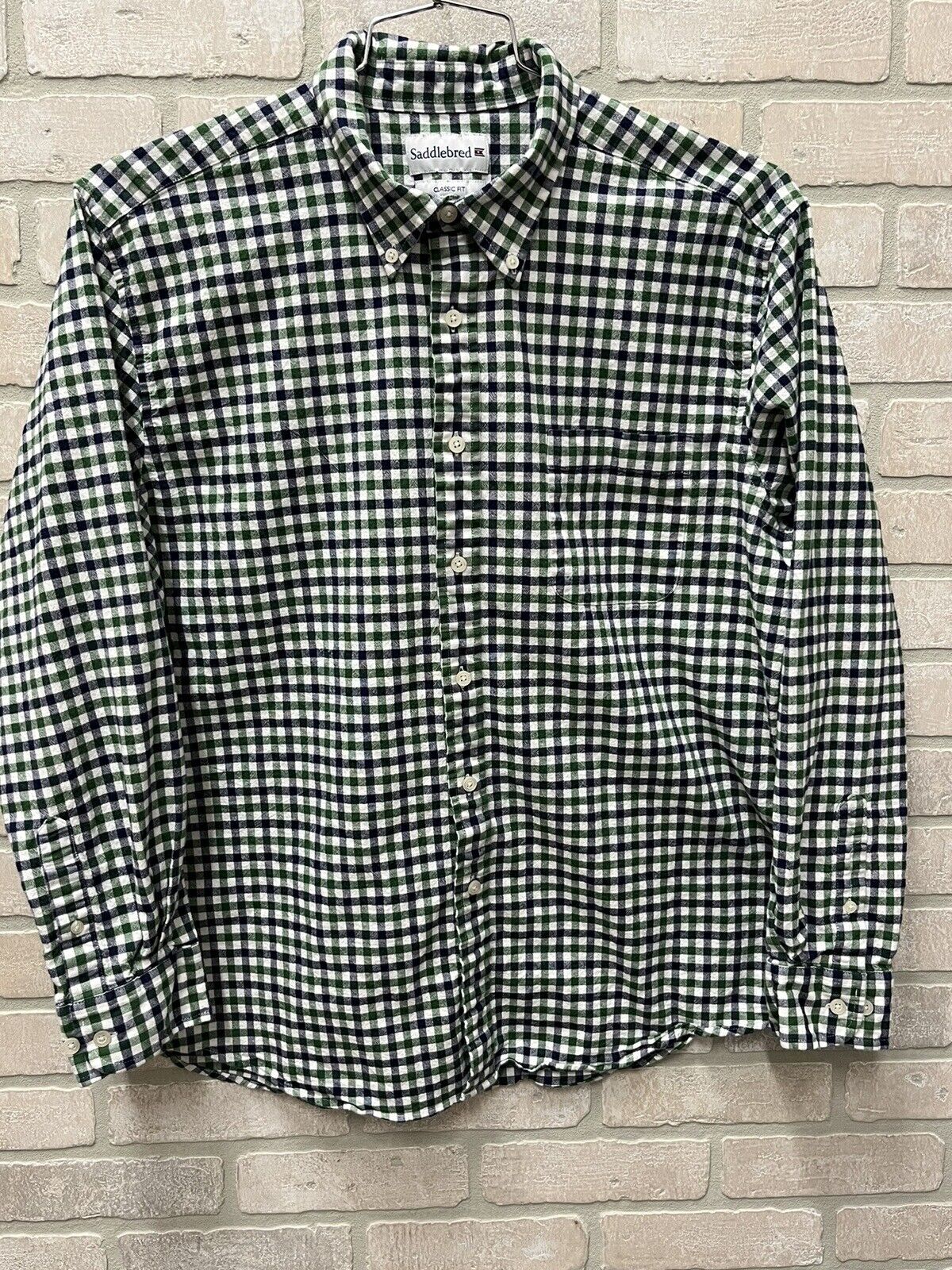 Saddlebred Button Down Short Sleeve Shirt  Men’s Size XL Classic Fit Check Plaid