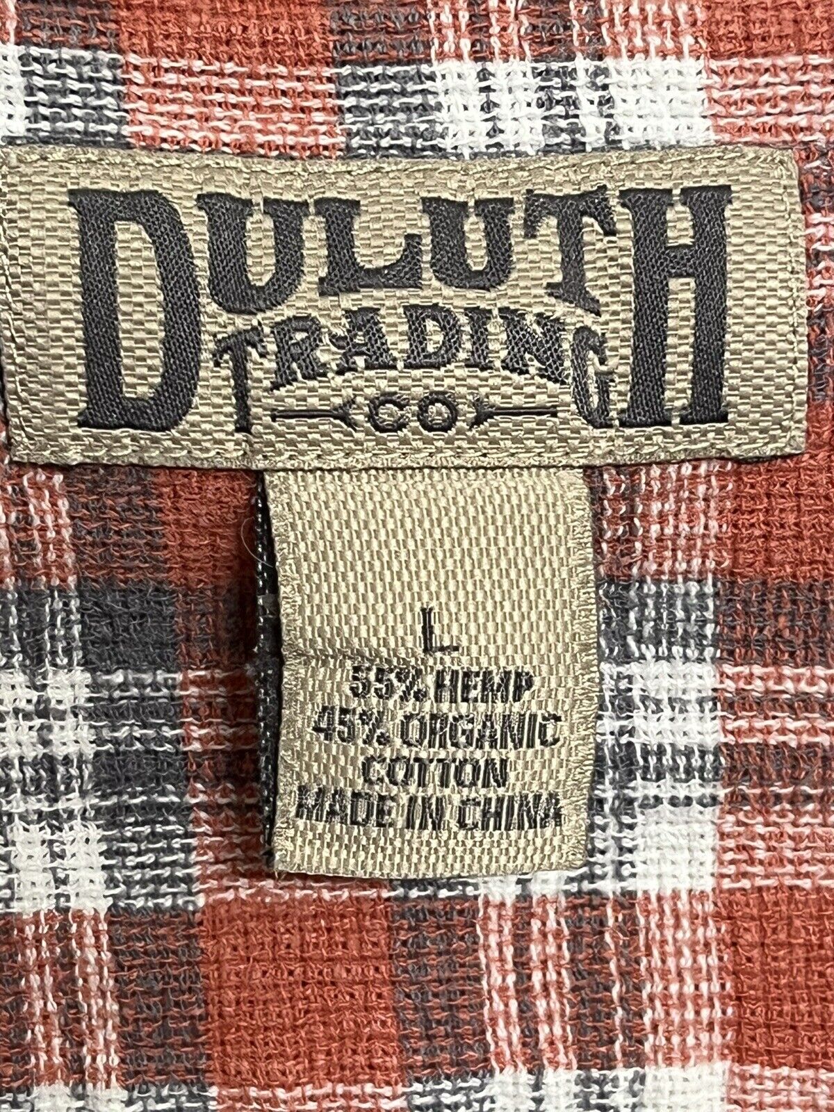 Duluth Trading ￼Shirt Men’s Red Plaid  Button Down Hemp Organic Cotton Blend