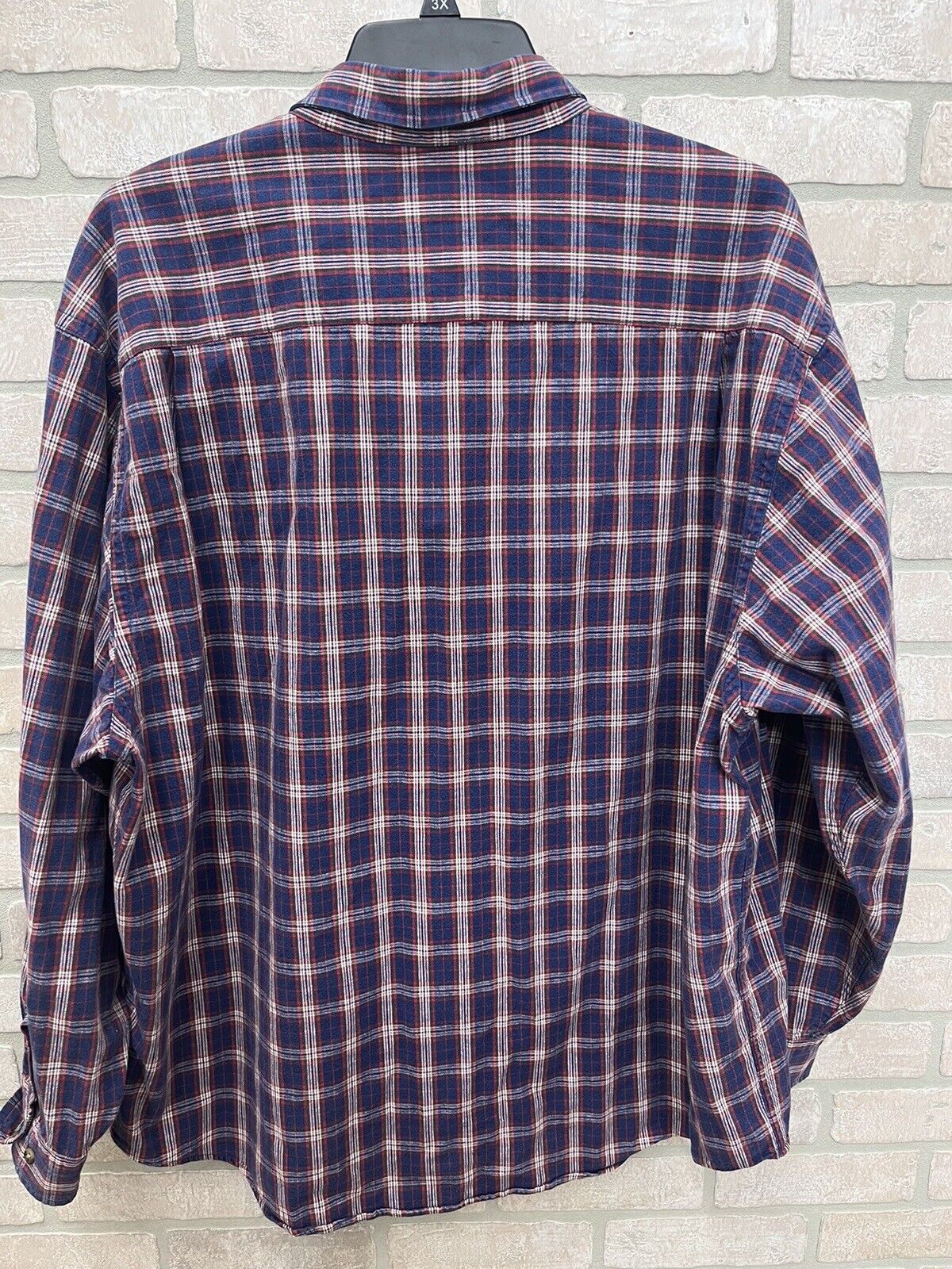 VINTAGE Eddie Bauer Heavy Blue Tartan Plaid Long Sleeve Button Up Shirt MensXL