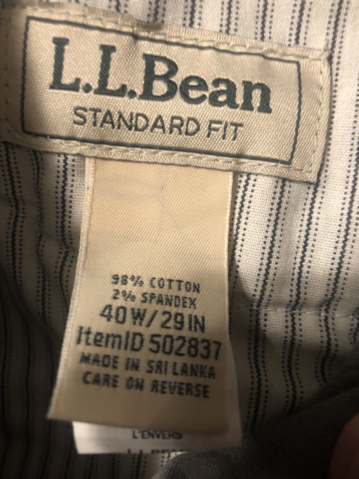 L.L. Bean 40X29 Standard Fit Men's Corduroy Casual Pants Light Wash RN 71341