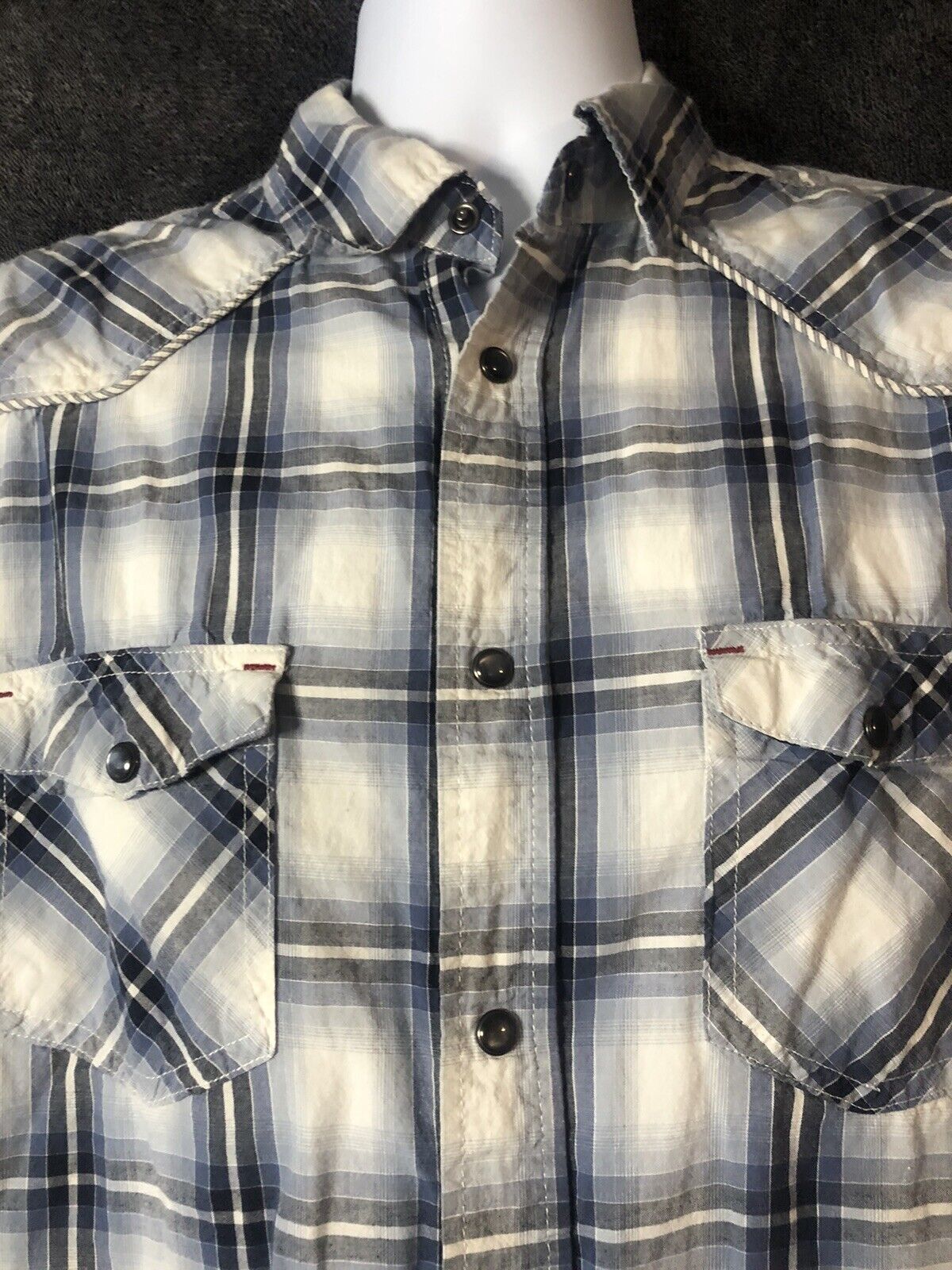 Dakota Grizzly Plaid Short Sleeve Western ￼Button Up Shirt Men's Size Large