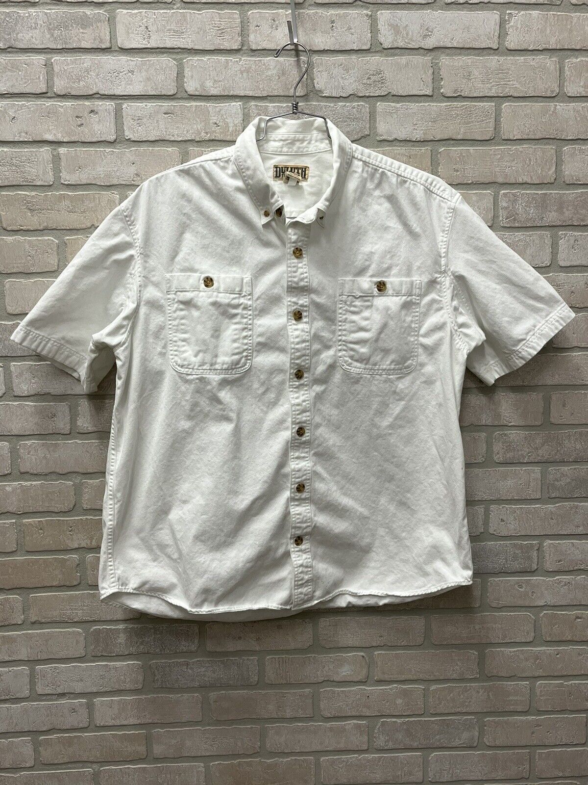 Duluth Trading Co Shirt Men’s Sz XL Heavy Cotton Short Sleeve Button Up White