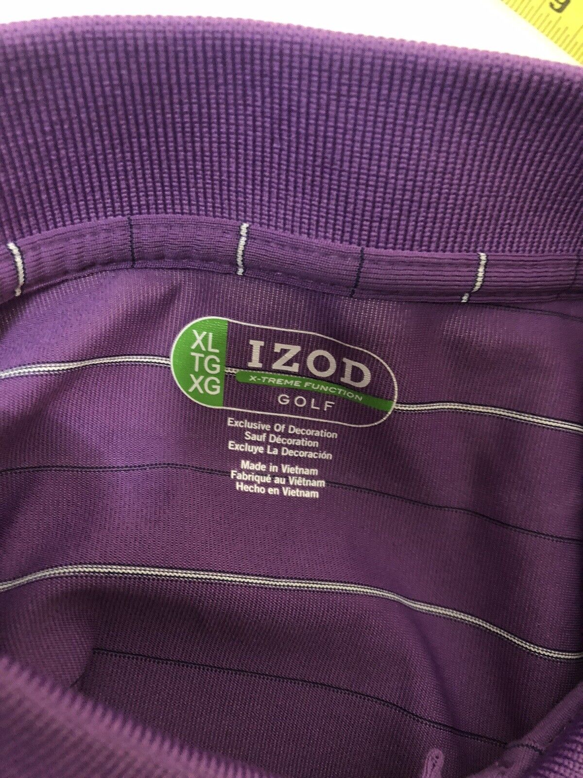 Izod ￼Extreme Men’s Performance Golf Polo Short Sleeve Shirt Sz XL Purple￼ stipe