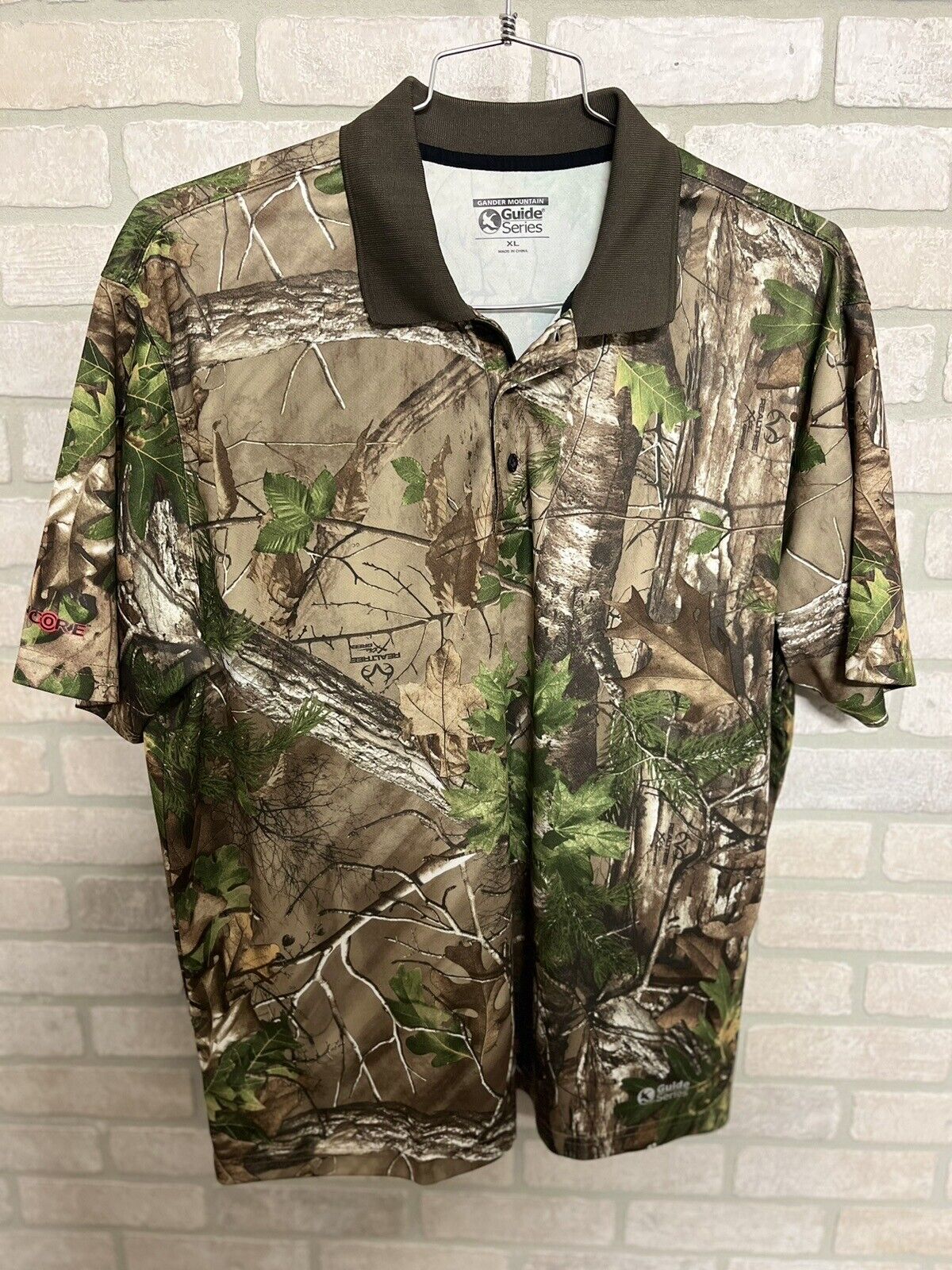 Gander Mountain Guide Series Camo Polo Shirt. Sz XL short sleeve Scencore