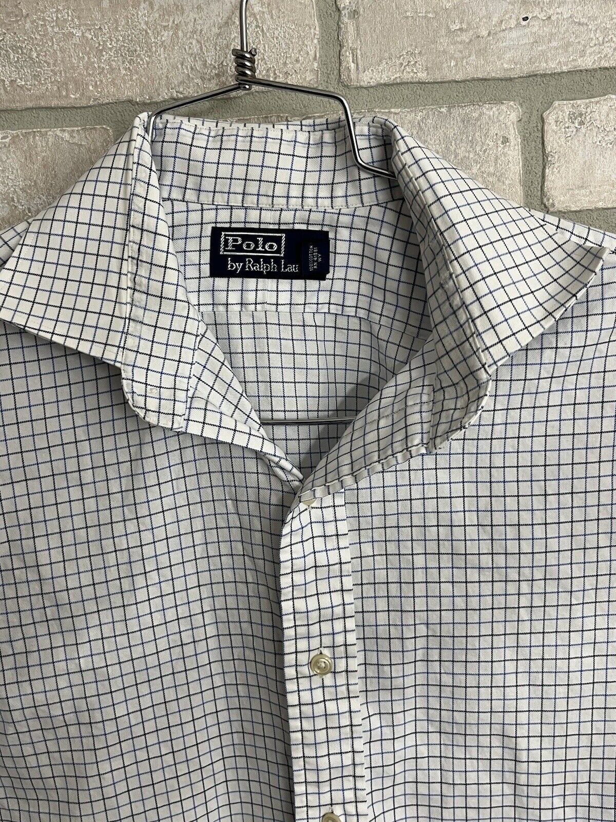 Polo Ralph Lauren Men’s Shirt Size 16 ￼34/35￼ Long Sleeve Button Up White Checks