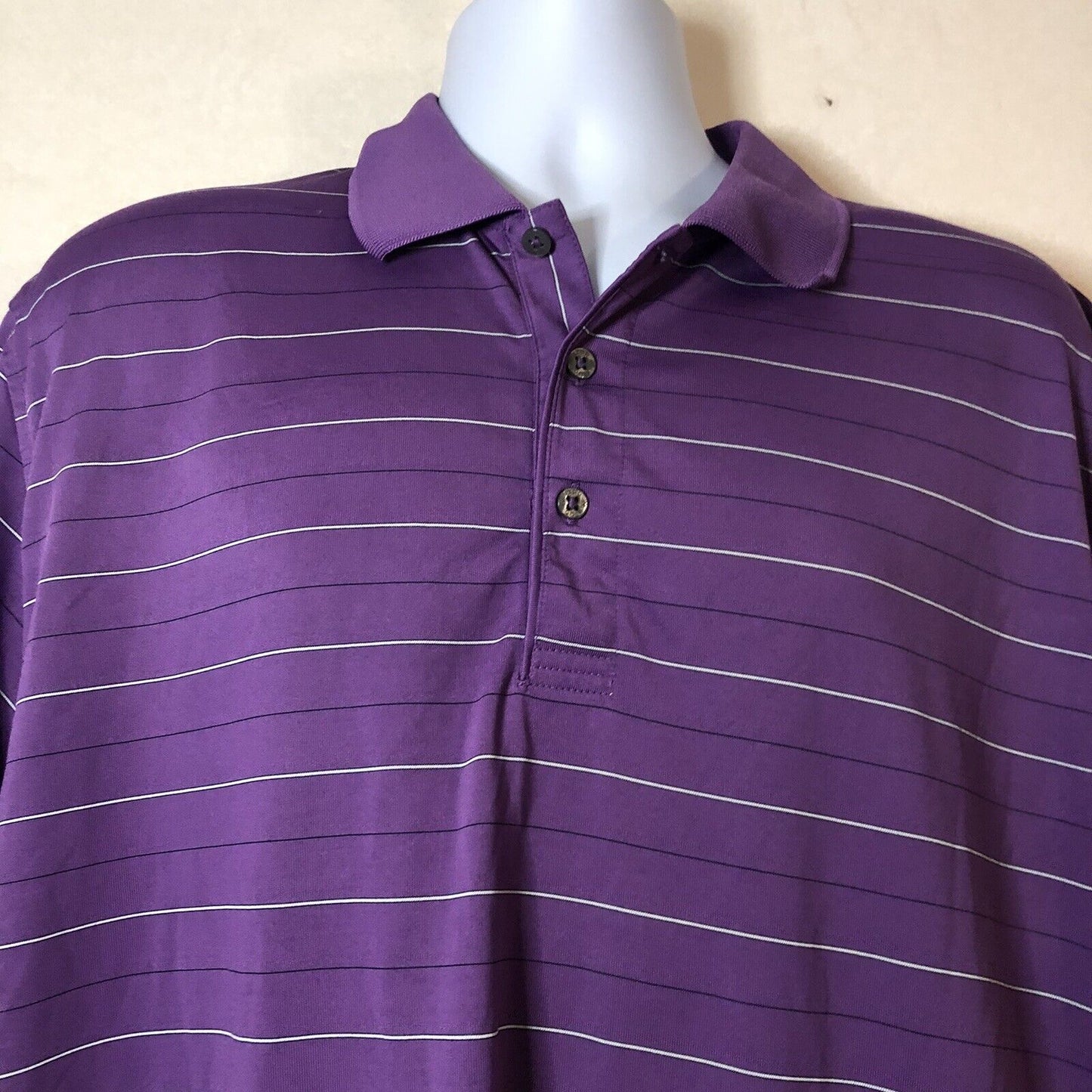 Izod ￼Extreme Men’s Performance Golf Polo Short Sleeve Shirt Sz XL Purple￼ stipe