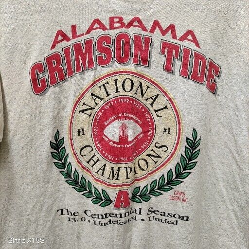 Vintage Single Stitch T-shirt Alabama 1992 National Championship Football USA XL