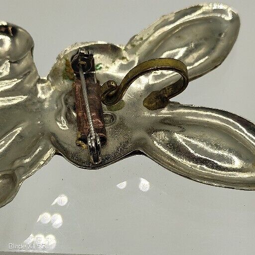 Vintage Silver Copper Gold Tone Large Easter Bunny Rabbit Brooch Pendant Pin