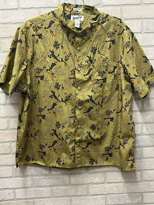 Men’s Duluth Trading Company Sz 2XL Hawaiian Shirt goldish color