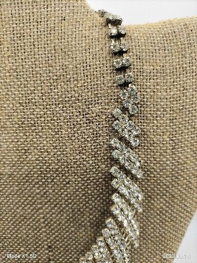 Costume Unbranded Vtg Rhinestone Collar Necklace Silver Tone Jewelry