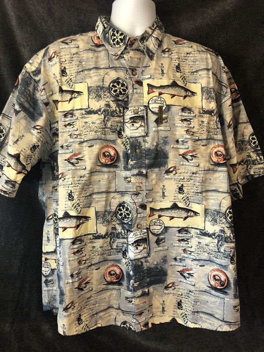 north river outfitters Men’s Shorts Sleeve Fishing Hawaiian vacation shirt XL