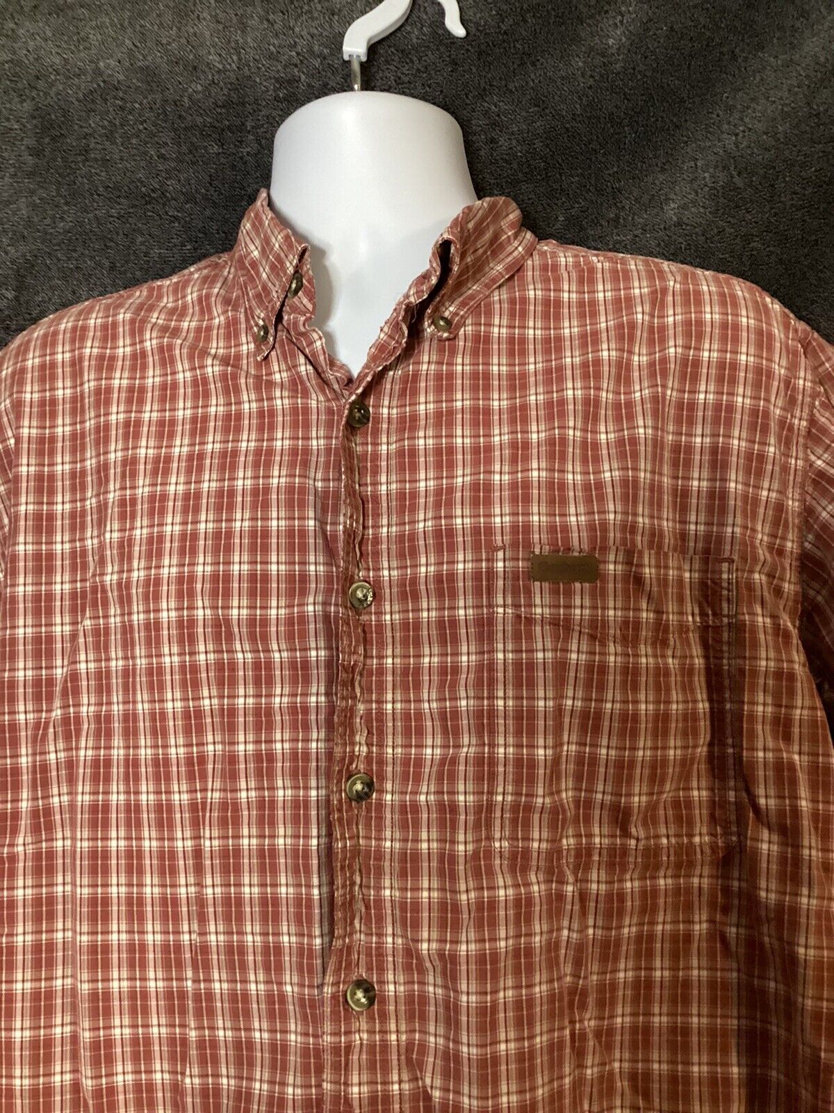 Carhartt Men Short Sleeve Button Down Shirt Top Size Large Plaid Cotton ￼Casual