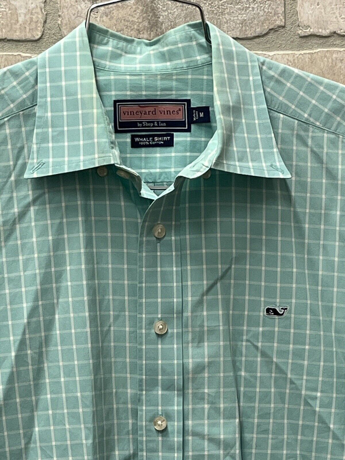 Vineyard Vines Whale Shirt Mens Long Sleeve aqua Plaid Casual Shirt Medium