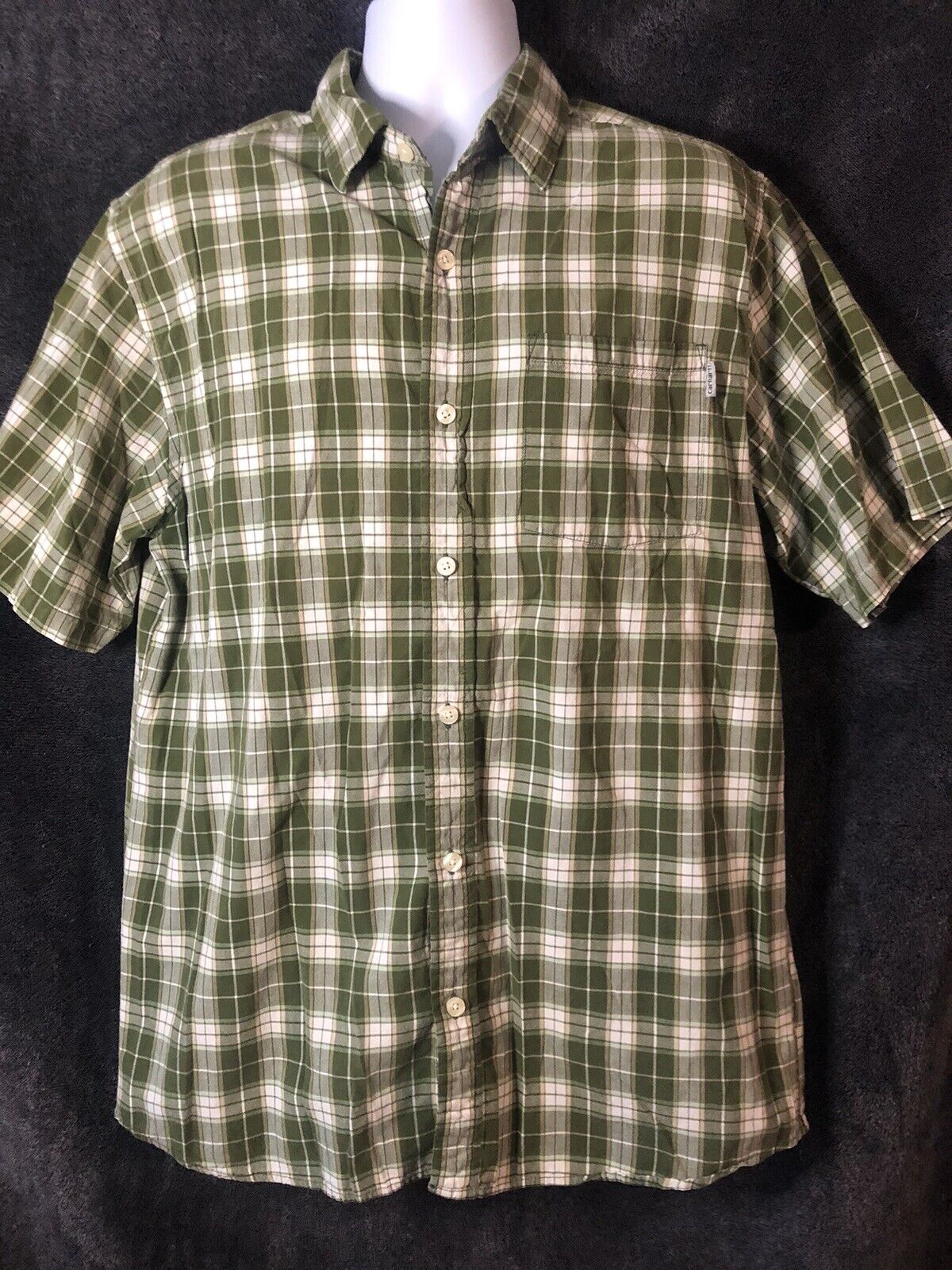 Carhartt Button Up Short Sleeve Casual Shirt Size LargeRN#14806 Green Plantain ￼