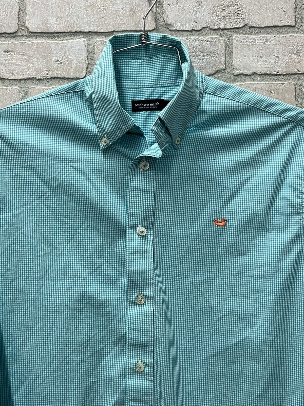 Southern Marsh Button Down Long Sleeve Check Green Shirt Men's Size Medium