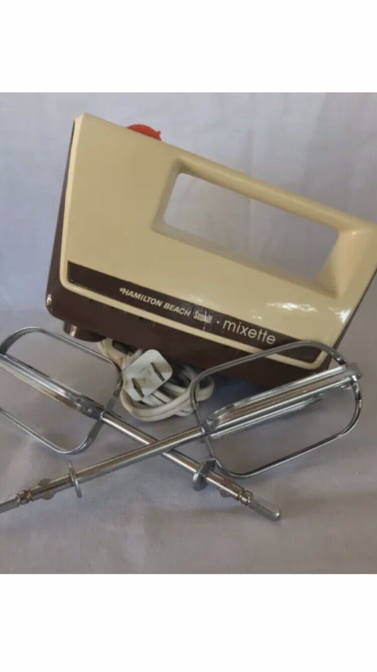 Vintage Hamilton Beach Hand Mixer 97-1 Mixette 3 Speed Beater Almond Baking