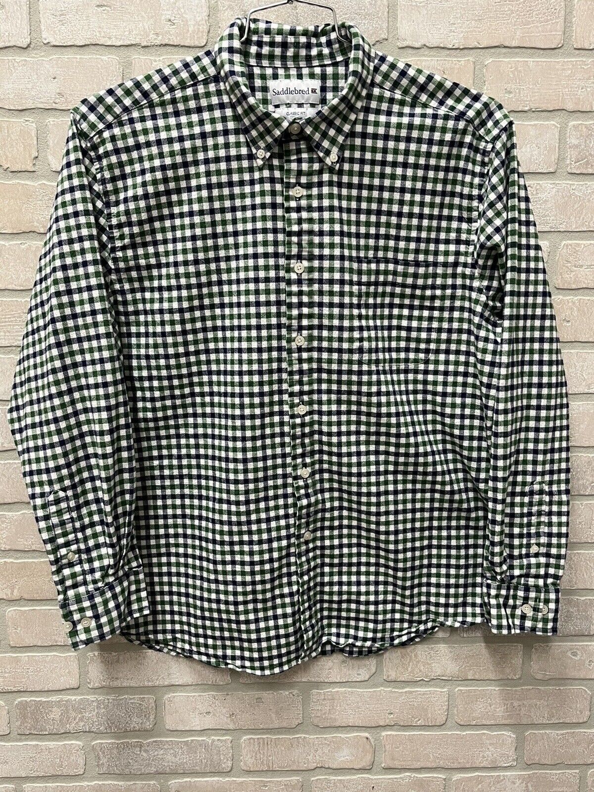 Saddlebred Button Down Short Sleeve Shirt  Men’s Size XL Classic Fit Check Plaid